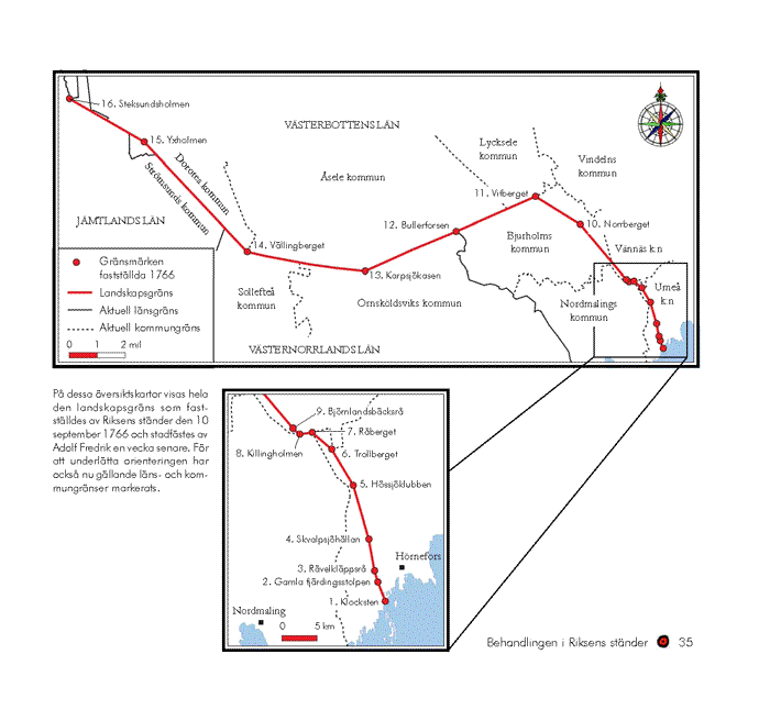 Karta ver landskapsgrnsen mellan ngermanland, Vsterbotten och sele lappmark.